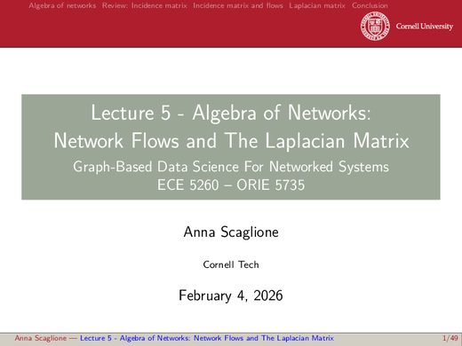 Lecture 5 — The Laplacian Matrix