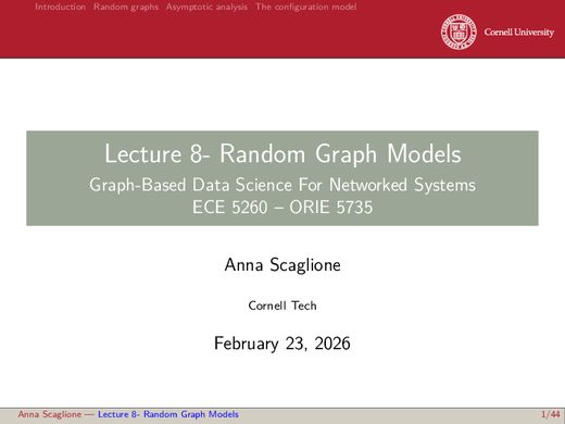 Lecture 8 — More features - random graphs