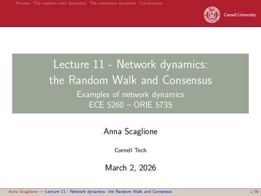Lecture 11 — Random walk consensus