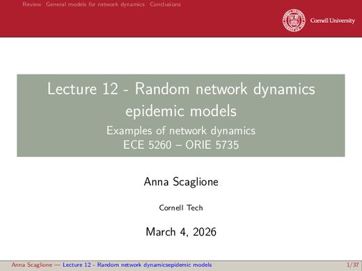 Lecture 12 — Epidemic