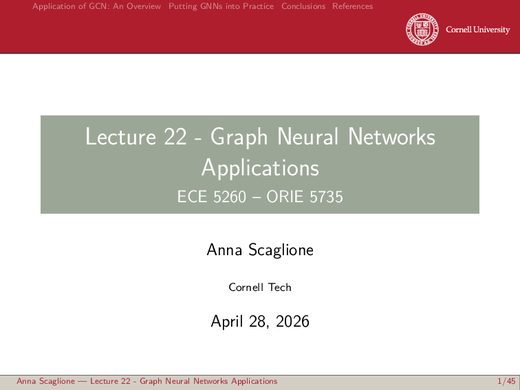 Lecture 22 — _GNNApplications